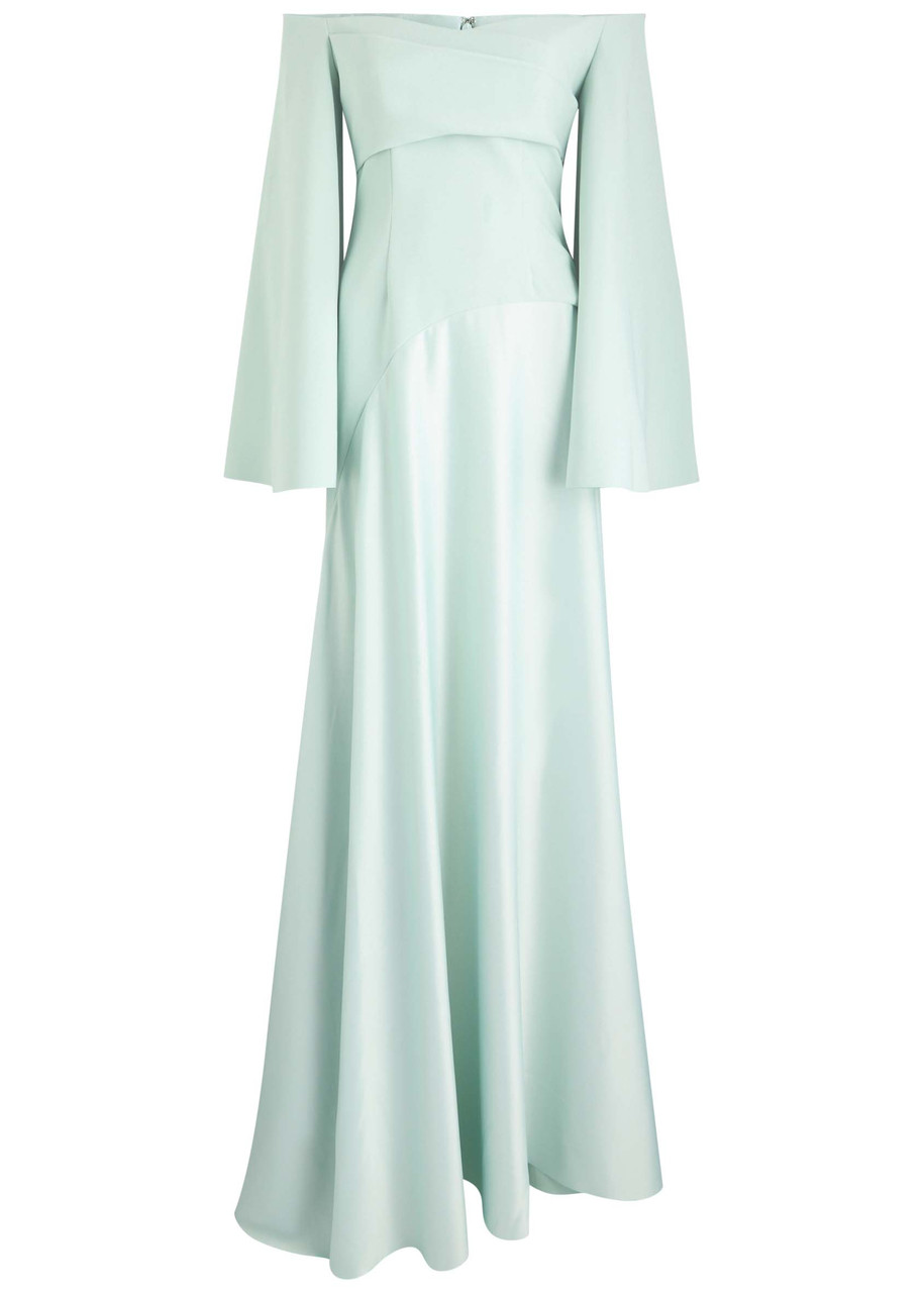 Solace London Rina Satin and Crepe Maxi Dress - Light Blue - 8 (UK12 / M)