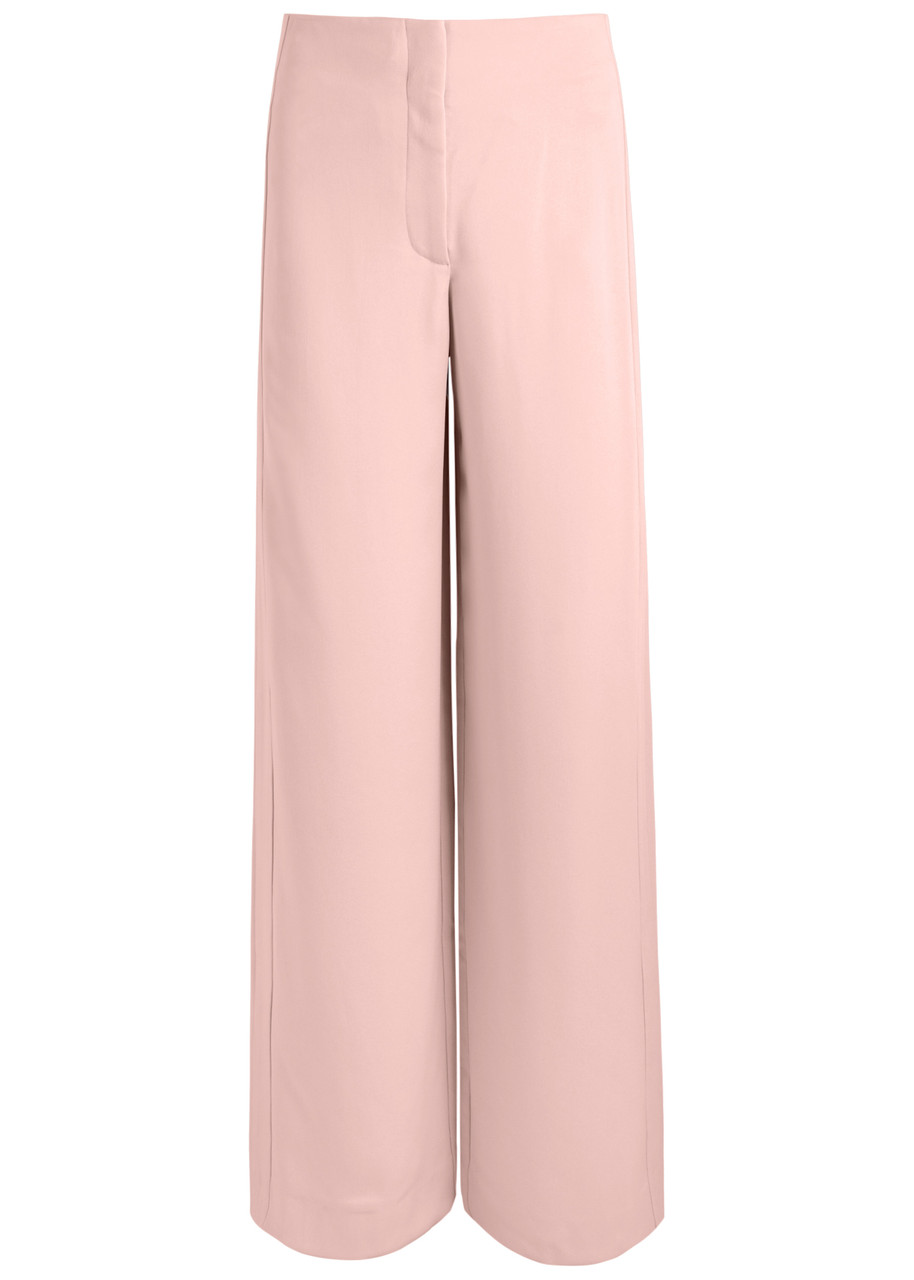 Veronica Beard Ronin Pearlescent Wide-leg Crepe Trousers In Light Pink