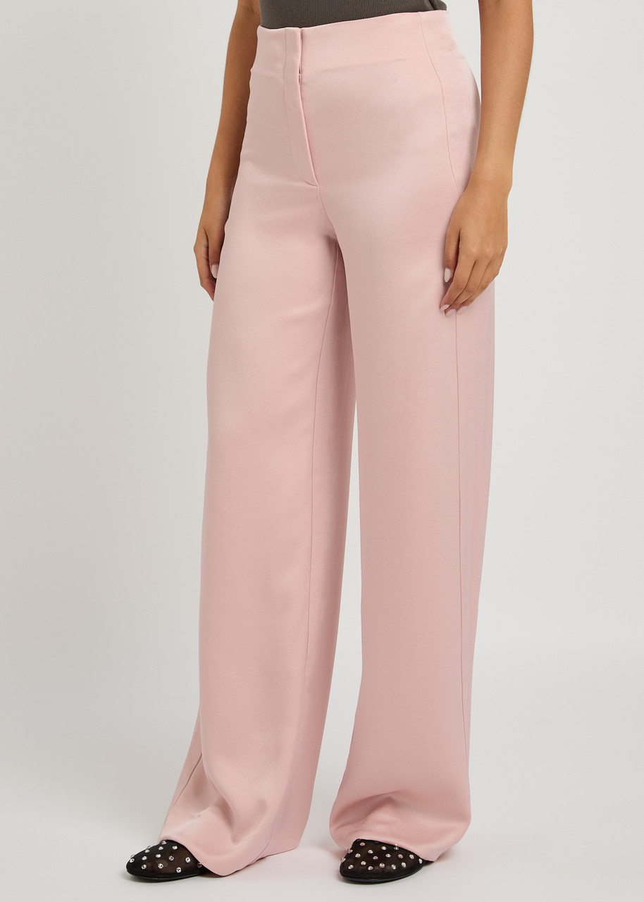 Veronica Beard Ronin Pearlescent Wide-leg Crepe Trousers In Light Pink