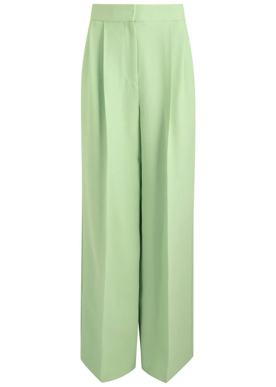 Erdem Wide-leg Twill Trousers - Light Green - 12 (UK12 / M)