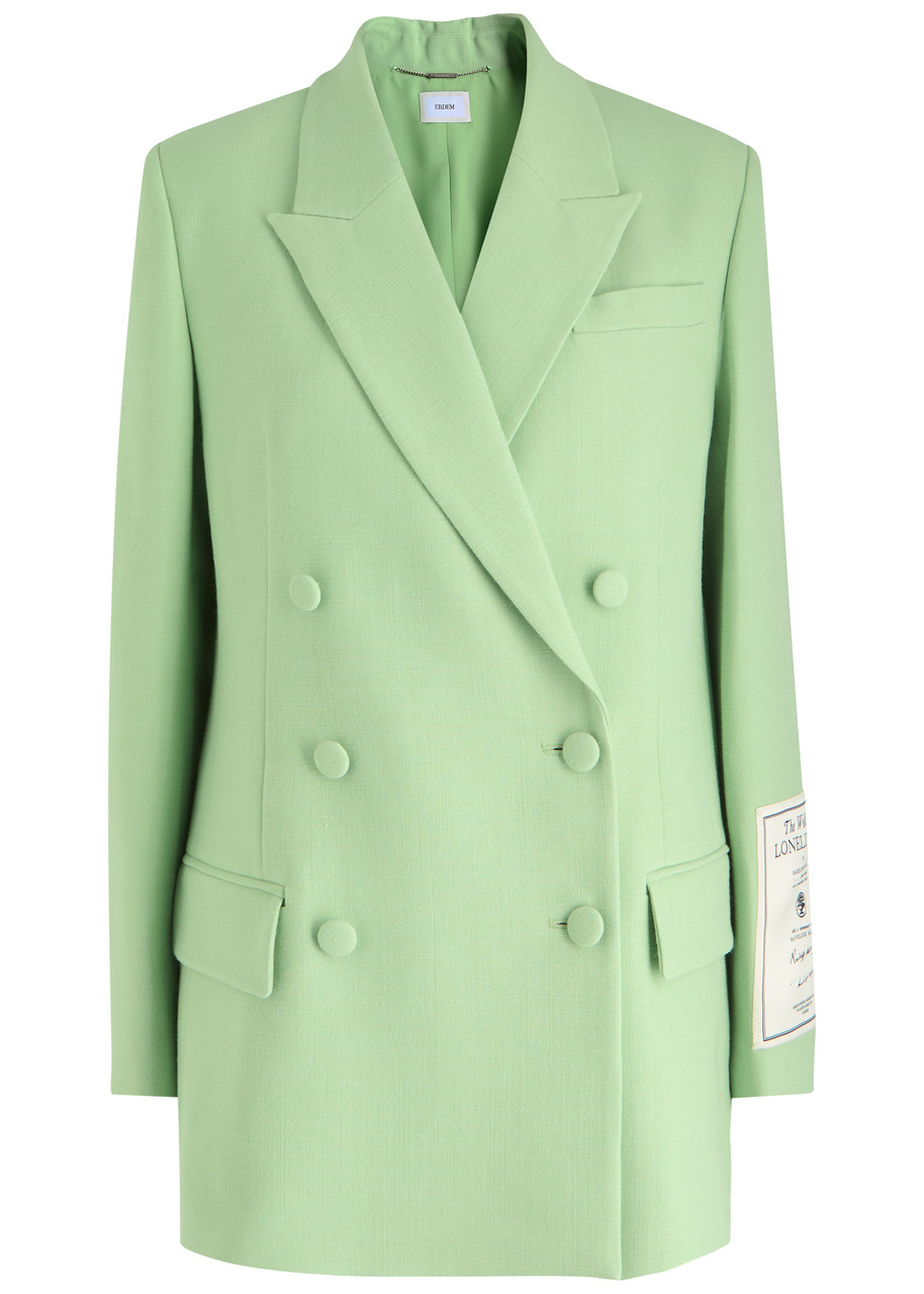 Erdem Double Breasted Twill Blazer - Light Green