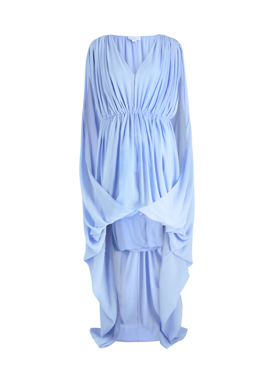 Stella Mccartney Creponne High-low Drape Dress In Light Blue