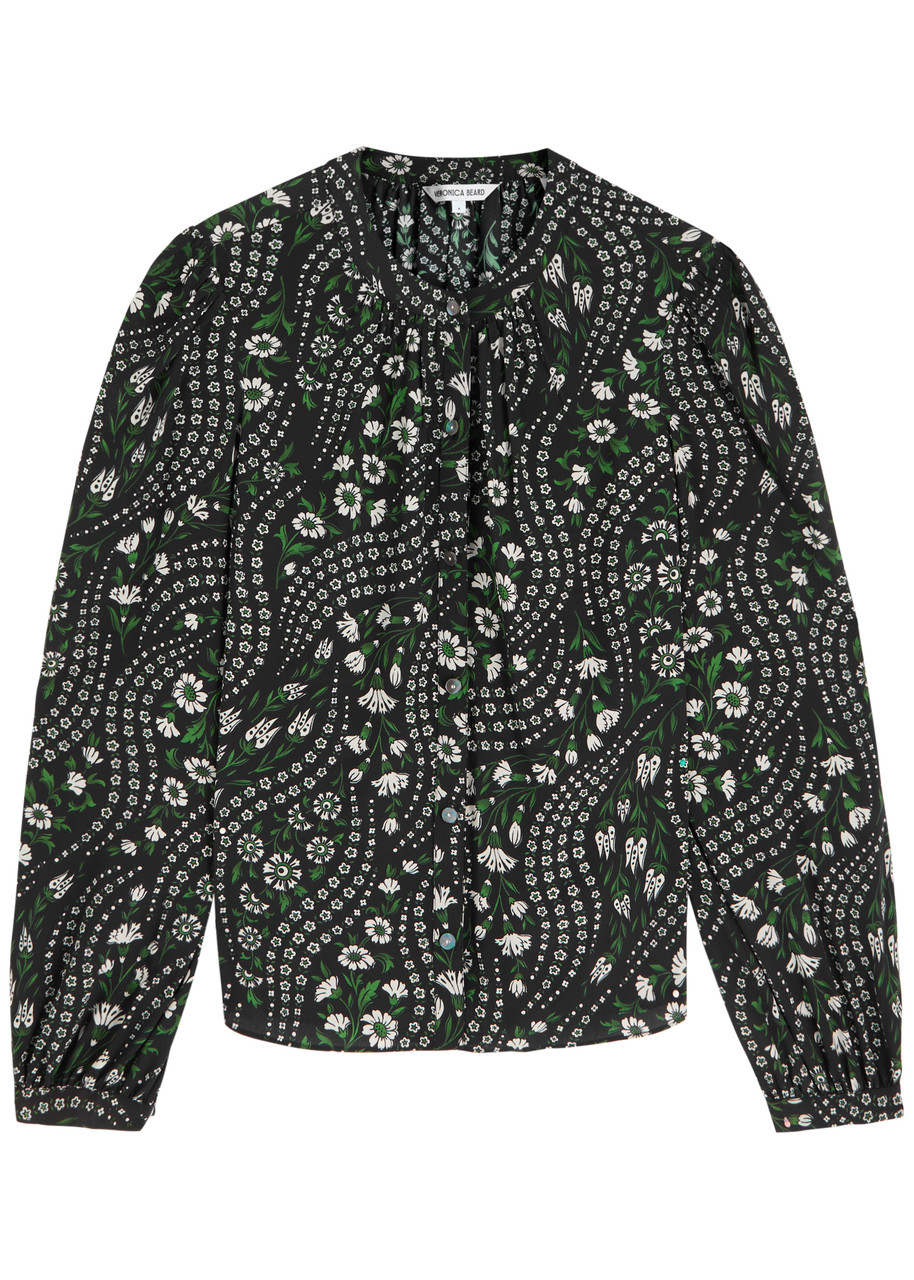 Veronica Beard Ashlynn Floral Stretch-silk Blouse - Black - 10 (UK14 / L)