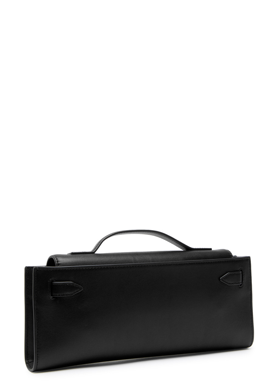 Veronica Beard Dash Leather Clutch In Black