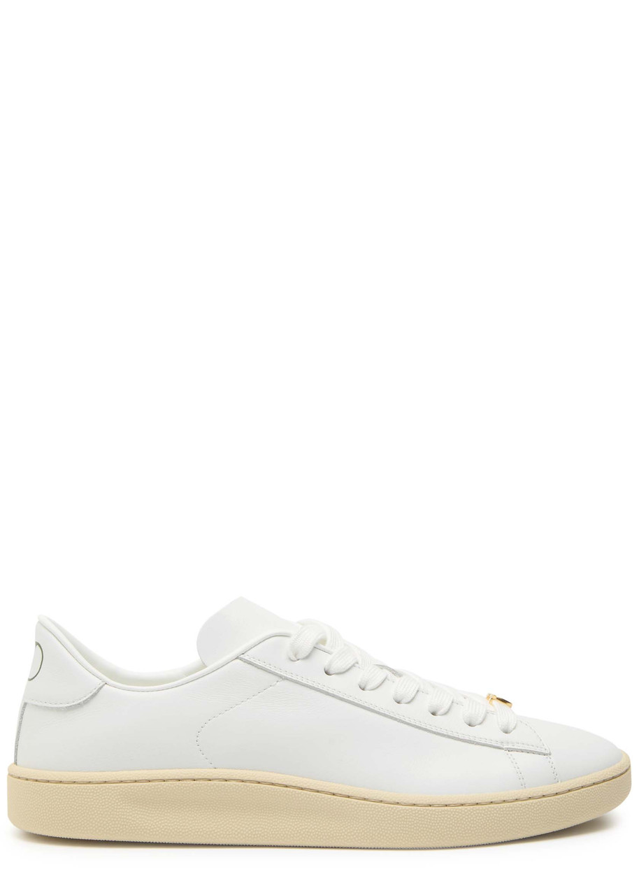 Valentino Royco Leather Sneakers In White And Green
