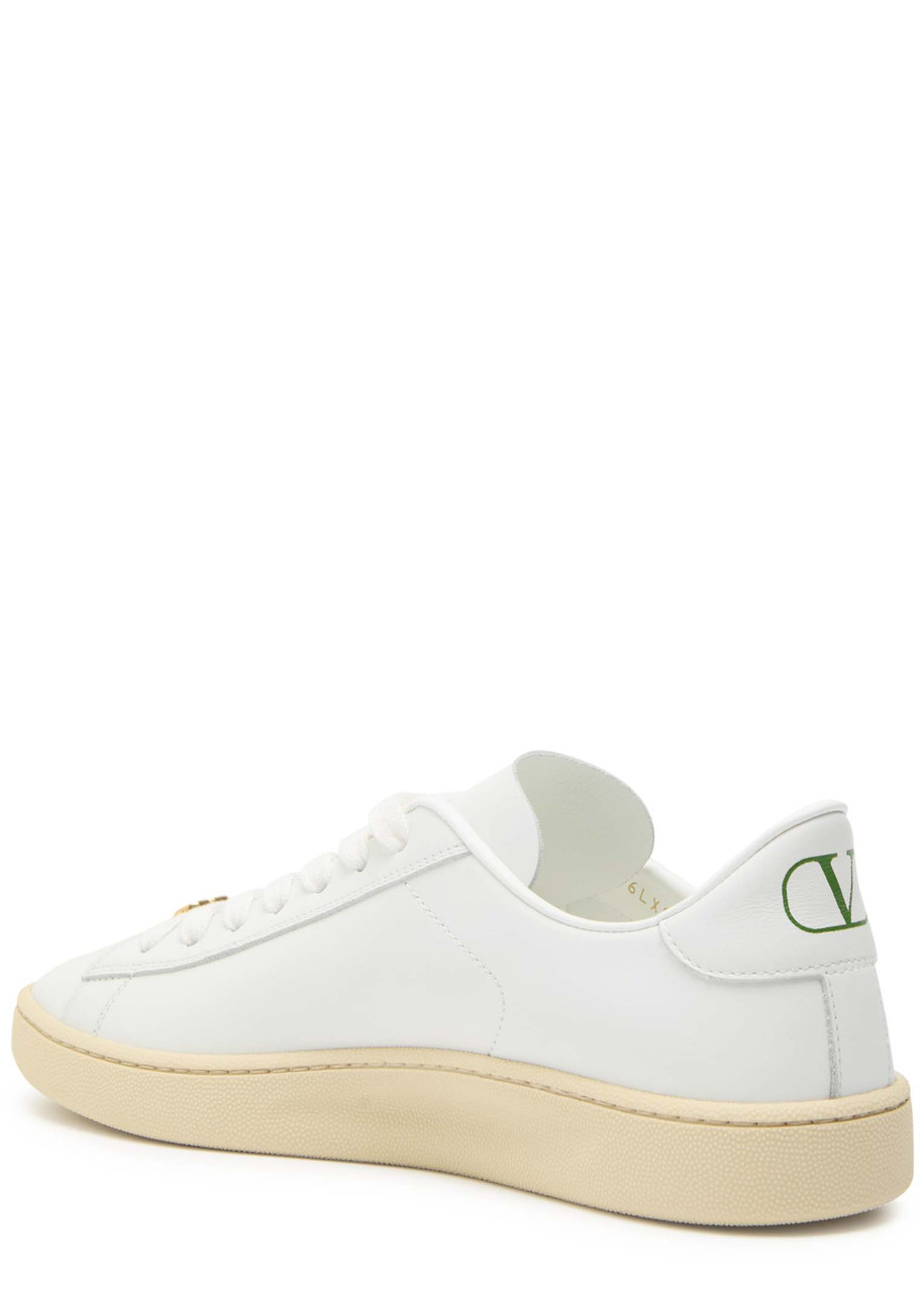 Valentino Royco Leather Sneakers In White And Green