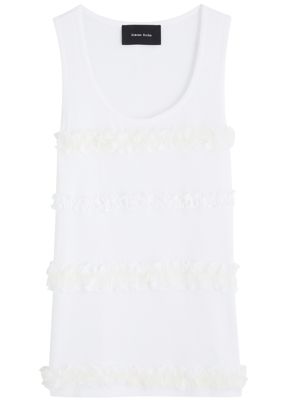Simone Rocha Ruffle Frill Tank Top In White