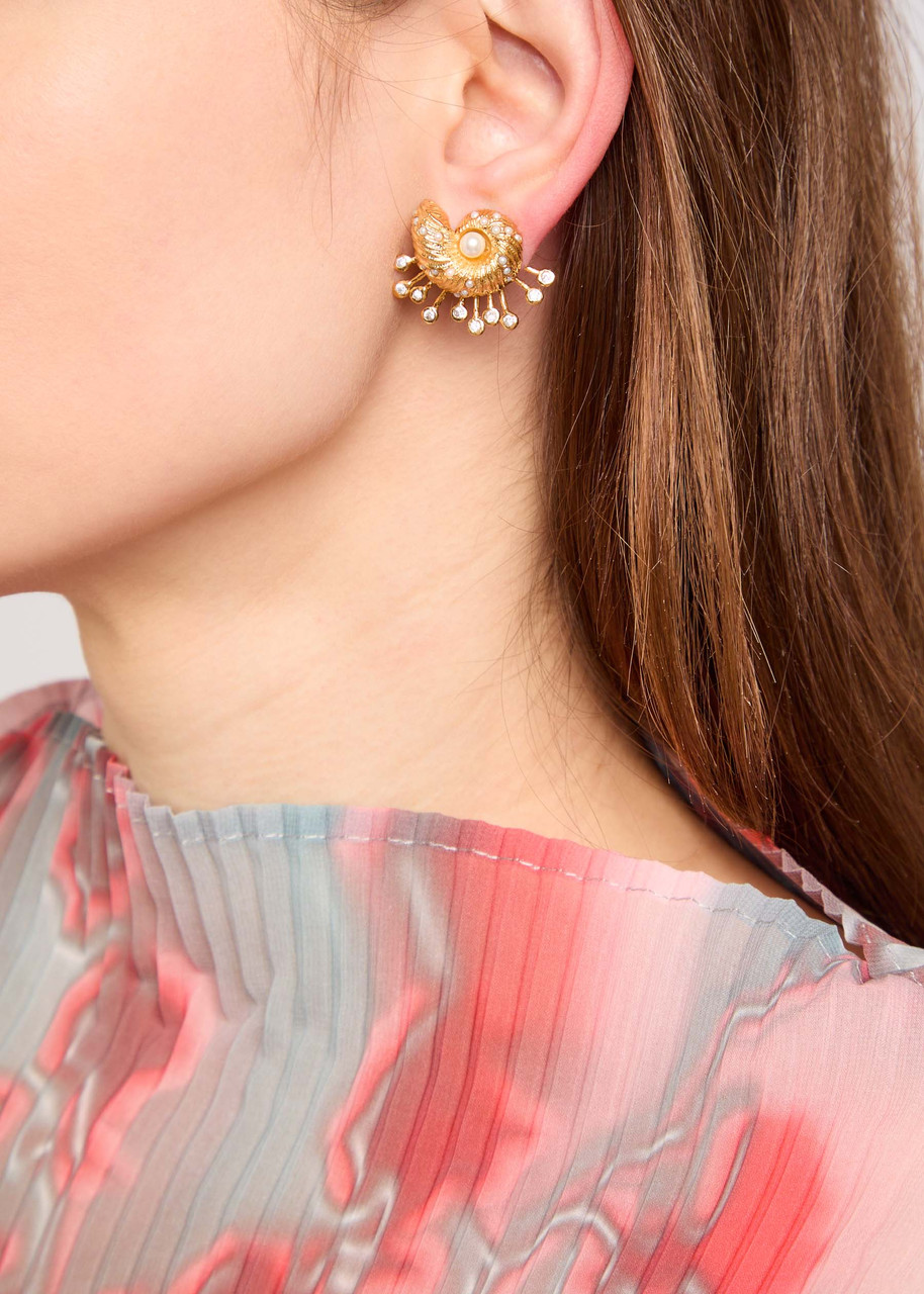 Joanna Laura Constantine Seashell 18kt Gold-plated Stud Earrings In Gold