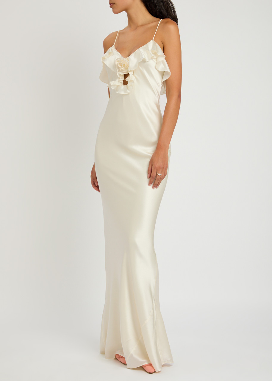 De La Vali Esperanza Stretch-silk Maxi Dress In Ivory