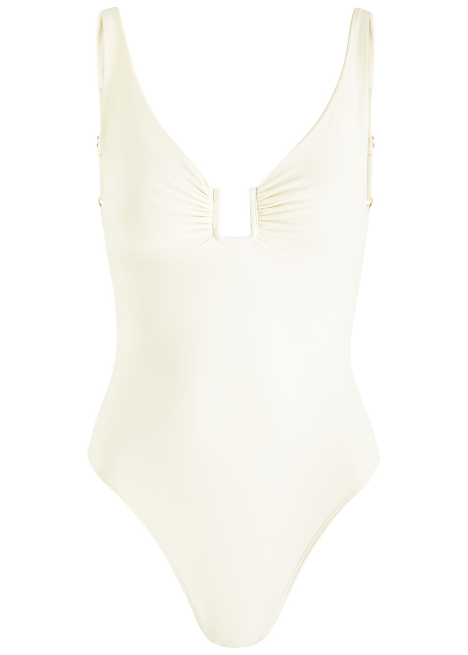 Away That Day Monaco Cut-out Swimsuit In Ivory