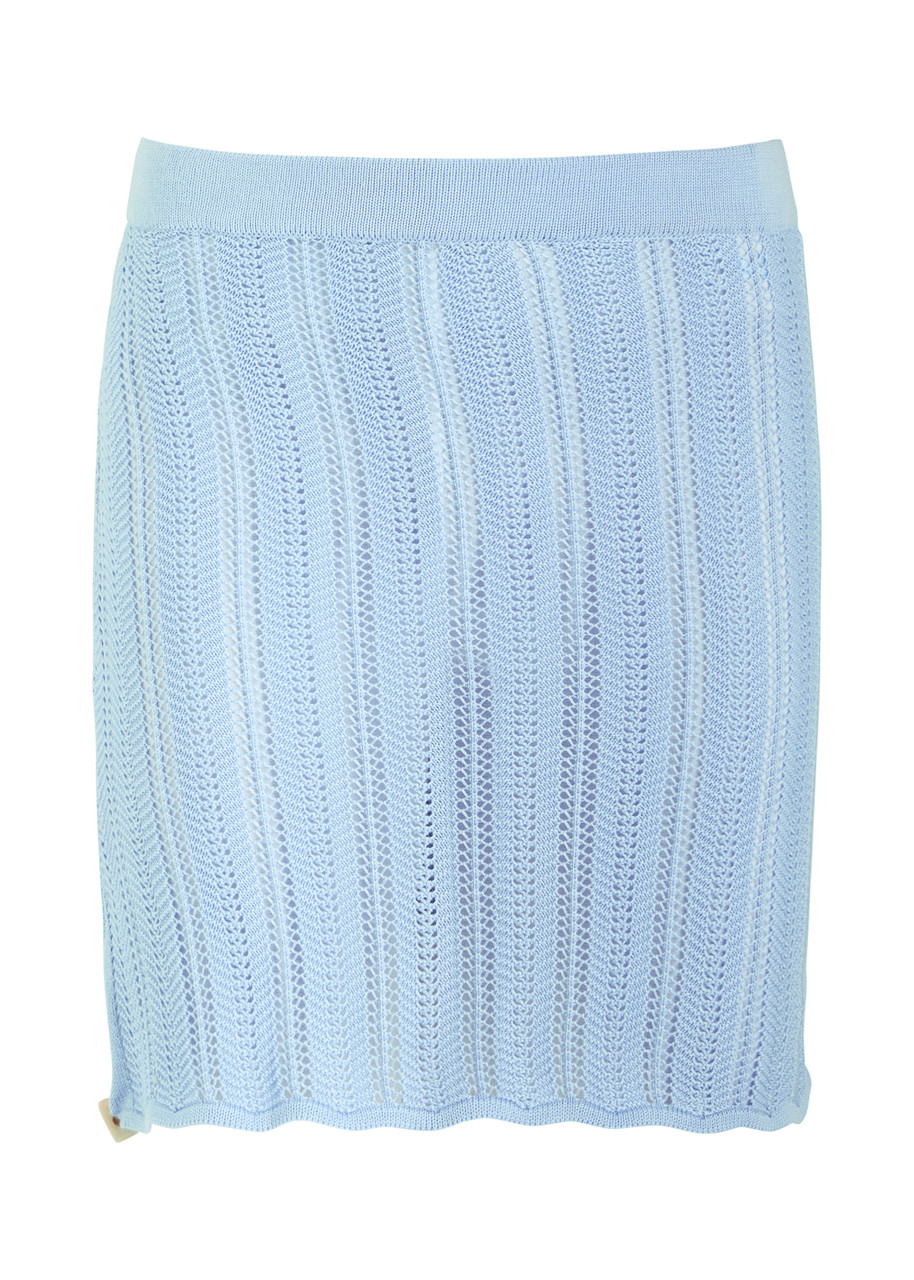 Baobab Collection Corsica Pointelle-knit Mini Skirt In Light Blue
