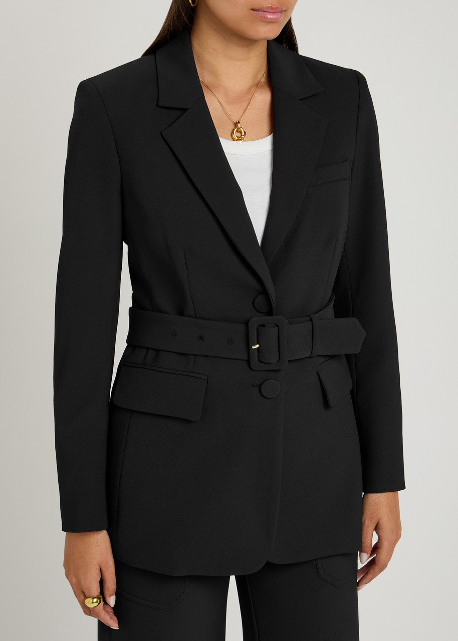 Veronica Beard Ryanne Dickey Belted Stretch-twill Blazer In Black