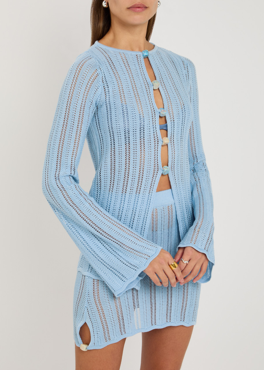 Baobab Collection Corsica Pointelle-knit Top In Light Blue