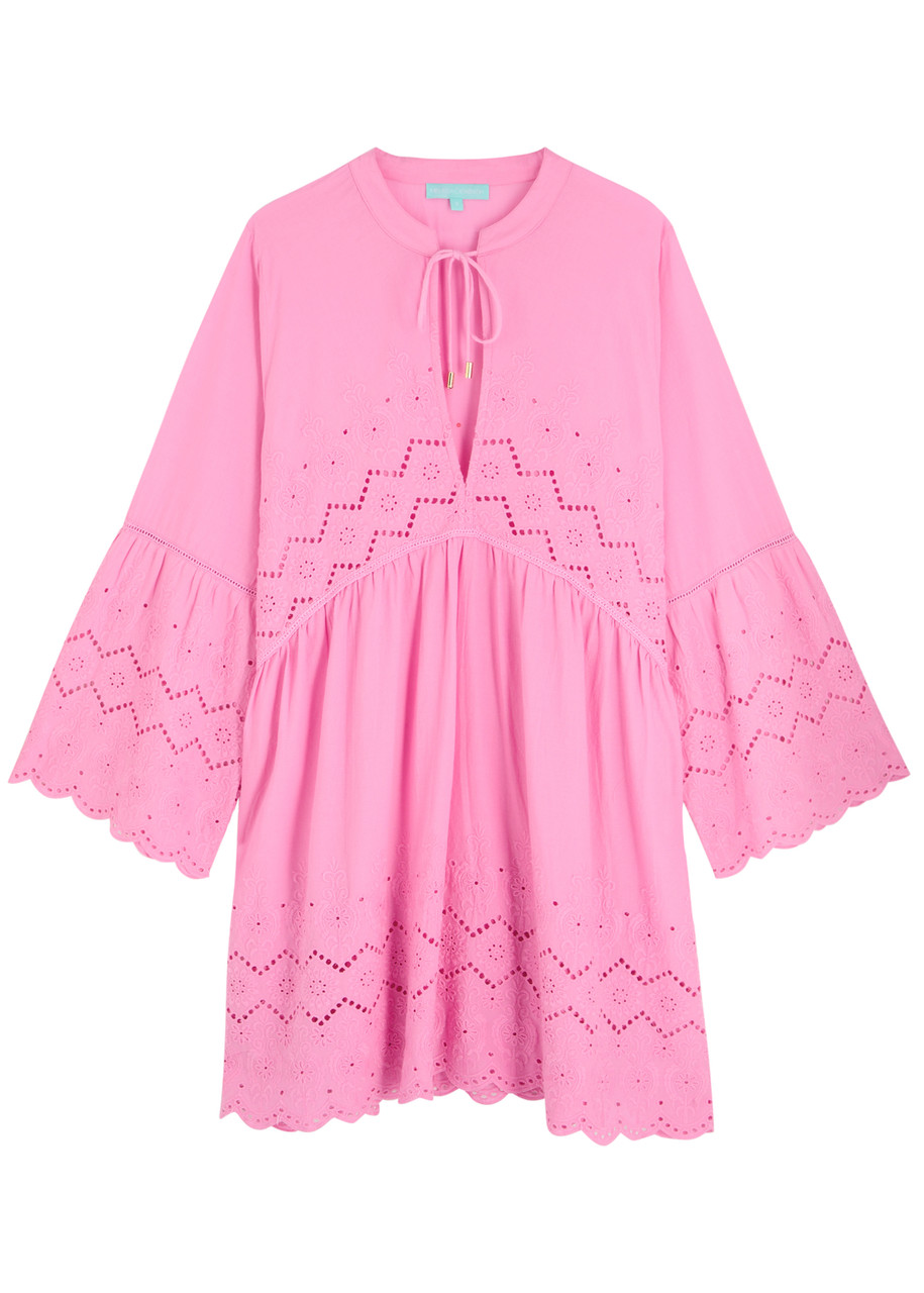 Melissa Odabash Sebenna Broderie Anglaise Cotton Kaftan In Pink