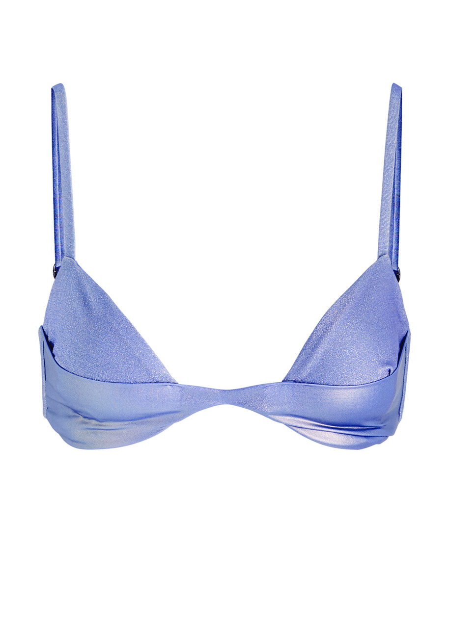 Baobab Collection Baobab Raffaela Glittered Lamé Bikini Top In Blue