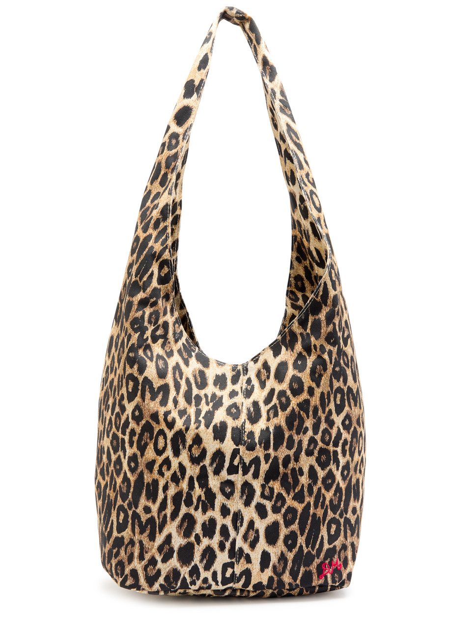 Damson Madder Leopard-print Cotton Cross-body Sling Bag In Leopard