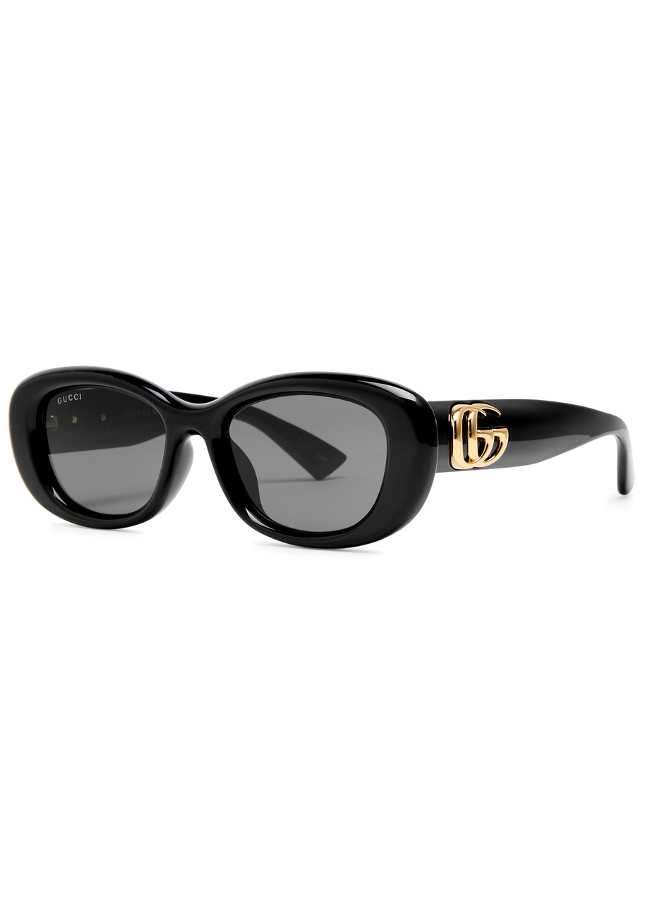Gucci Oval-frame Sunglasses - Black - One Size