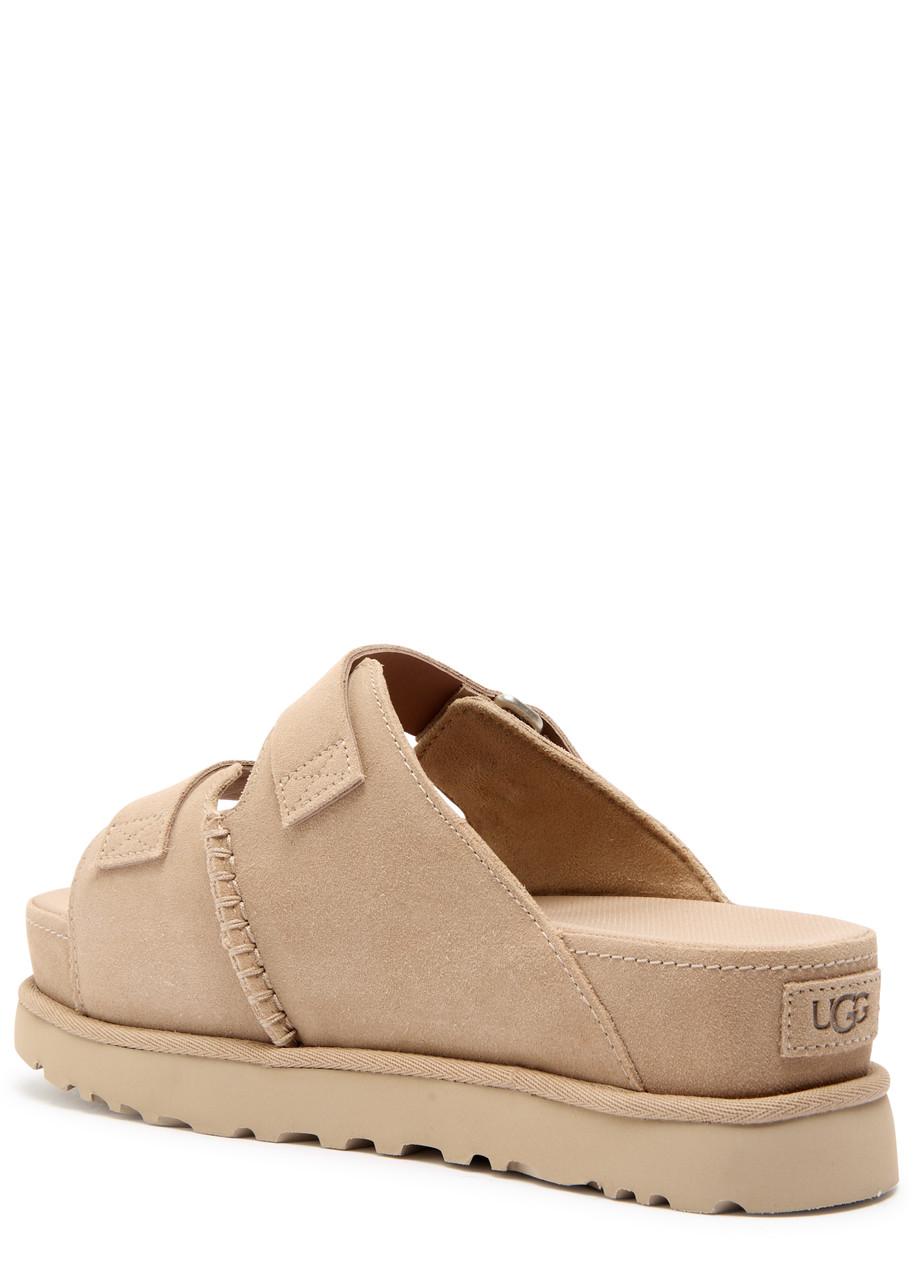 Ugg Goldenstar Hi Suede Slides Sand In Sand