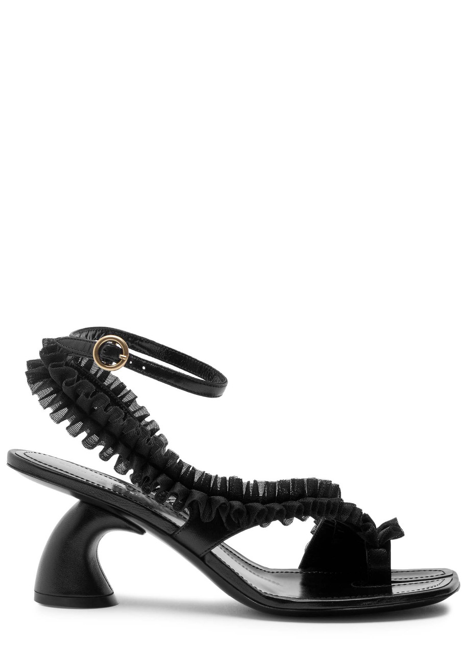 DRIES VAN NOTEN DRIES VAN NOTEN VIRGO 50 RUFFLE-TRIMMED LEATHER SANDALS