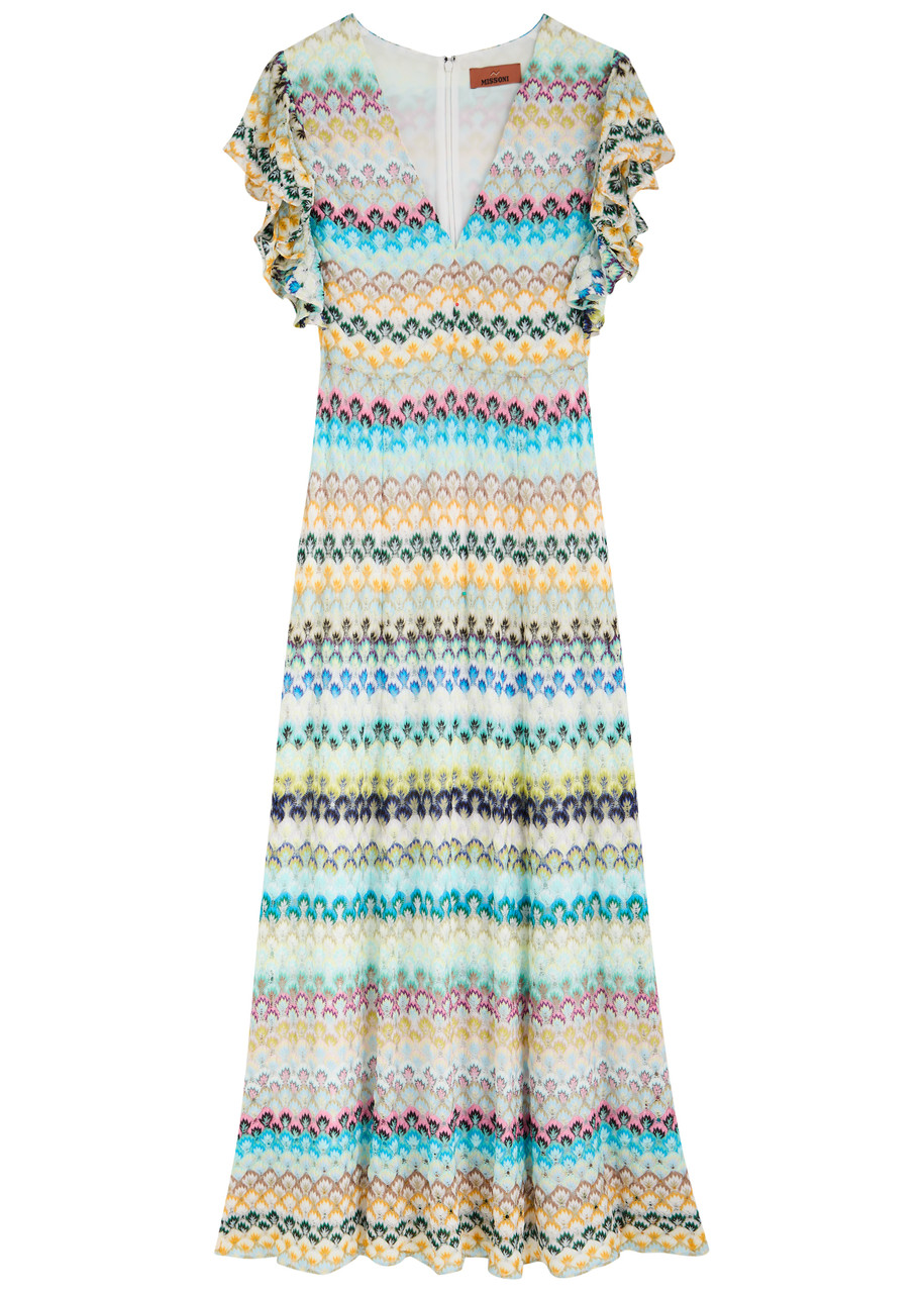 Missoni Zigzag-intarsia Open-knit Maxi Dress In Multicoloured