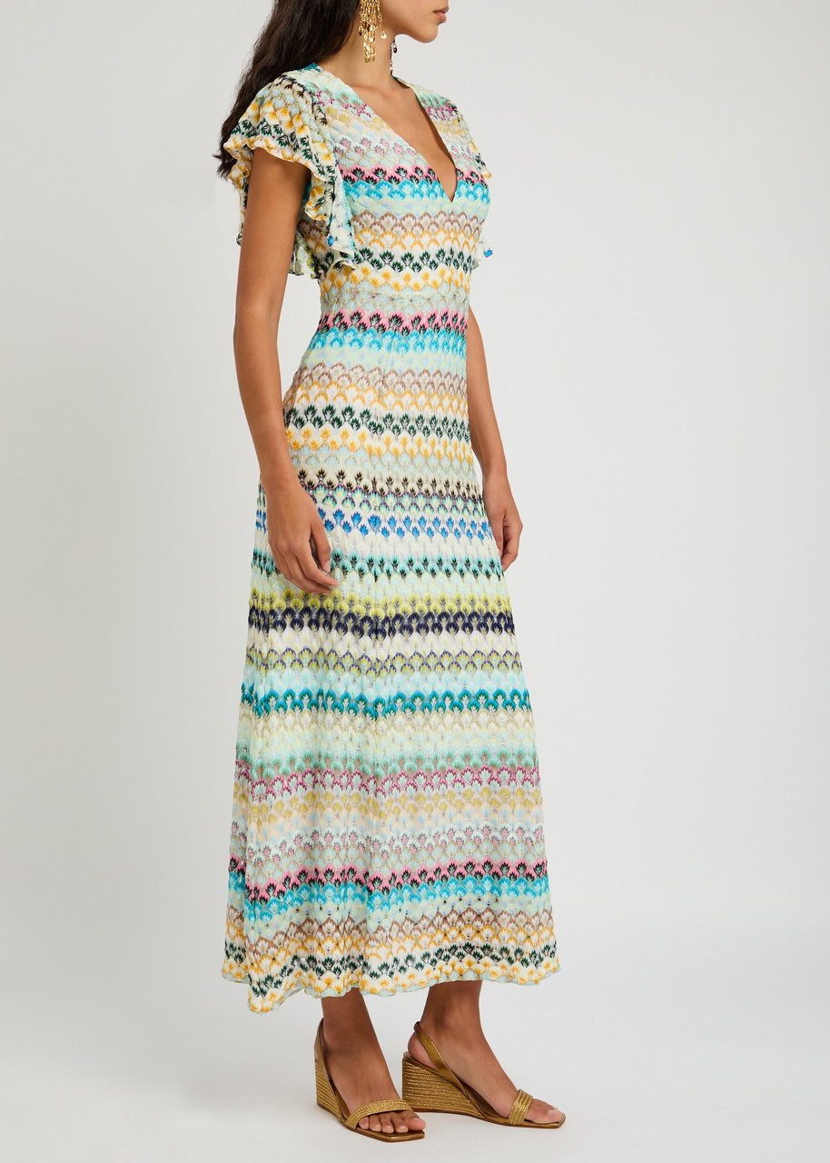 Missoni Zigzag-intarsia Open-knit Maxi Dress In Multicoloured