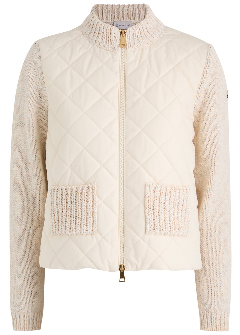 Moncler Quilted Knit Jacket In White