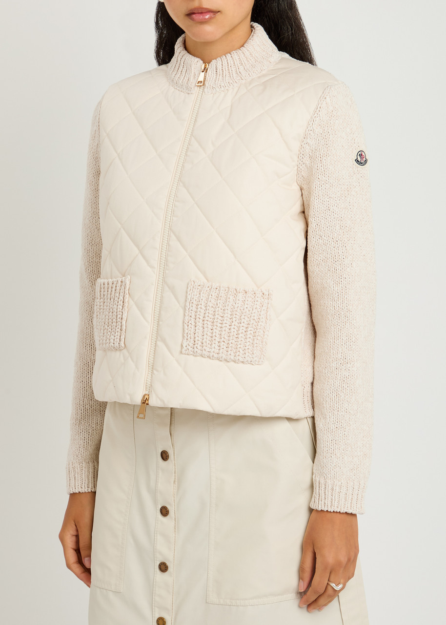 Moncler Quilted Knit Jacket In White