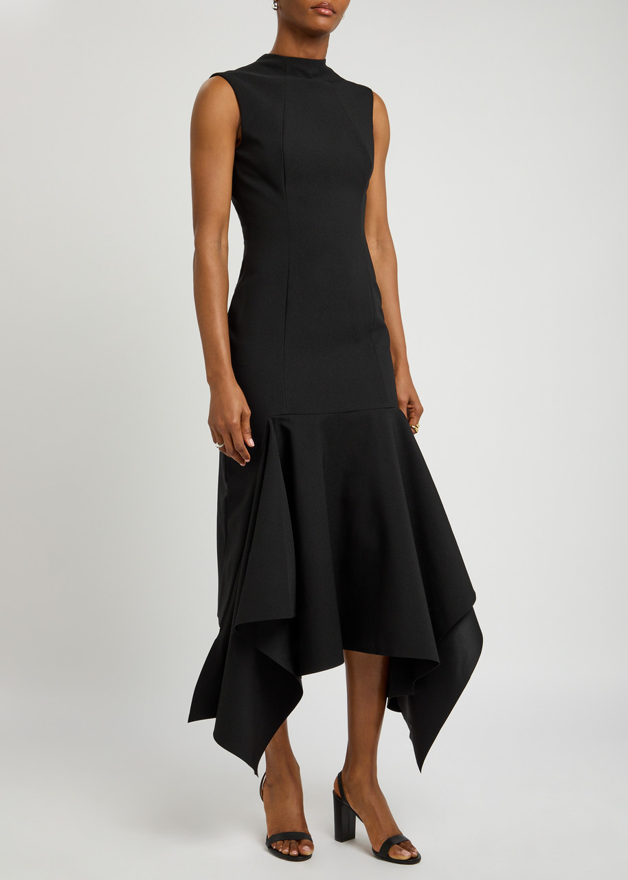 Solace London Trinity Crepe Midi Dress In Black