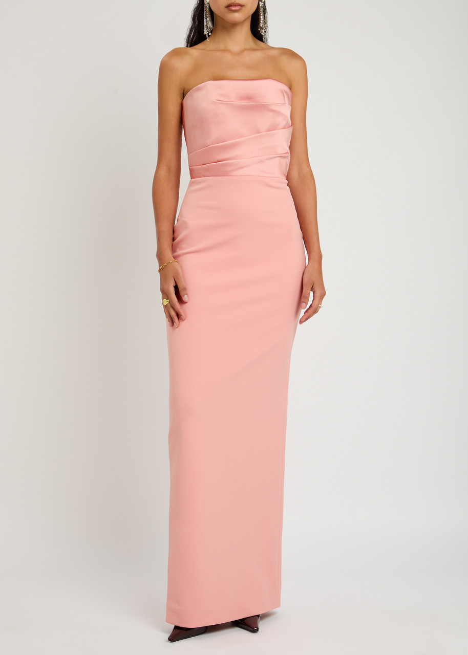 Solace London Afra Strapless Stretch-crepe Gown In Light Pink