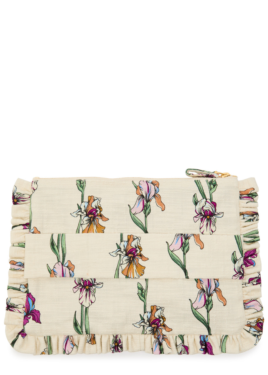 La Doublej La Double J Floral Stretch-cotton Hand Pochette Pouch In Multicoloured