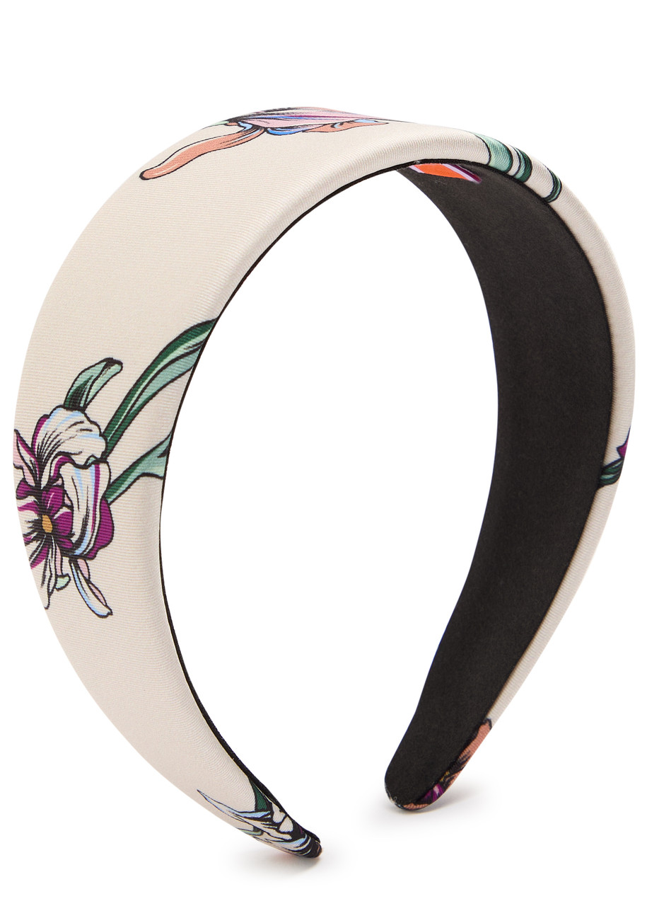 LA Double J Floral-print Satin Headband - Multicoloured - One Size