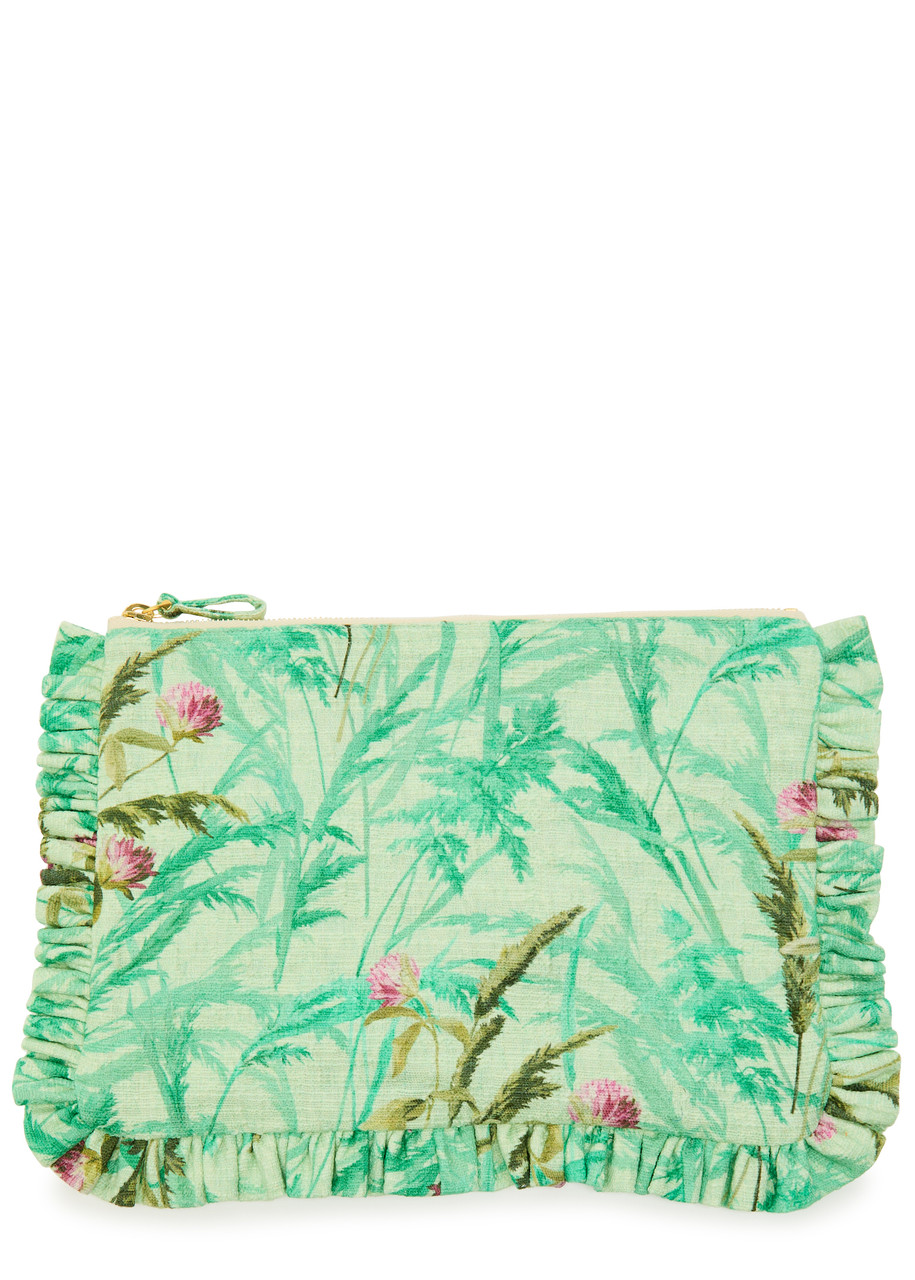 LA DOUBLEJ LA DOUBLE J PRINTED STRETCH-COTTON HAND POCHETTE POUCH