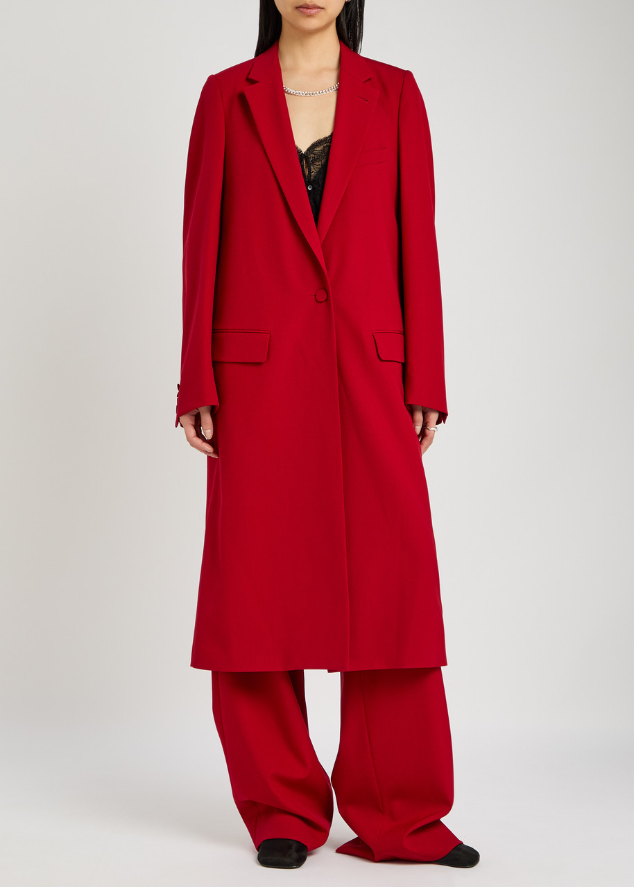 Dries Van Noten Rida Wool Coat In Red
