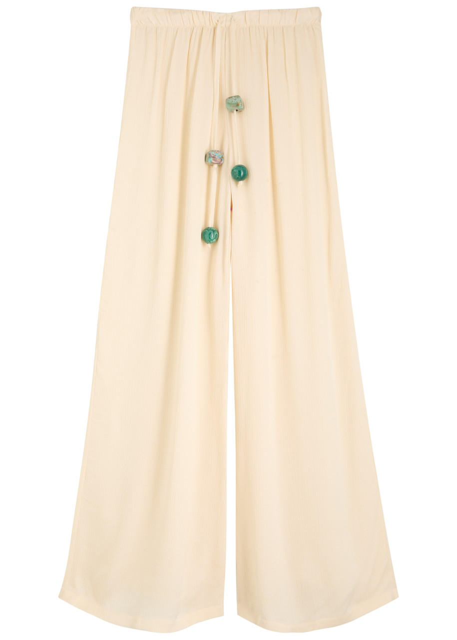 Baobab Collection Cala Wide-leg Satin Trousers In Cream