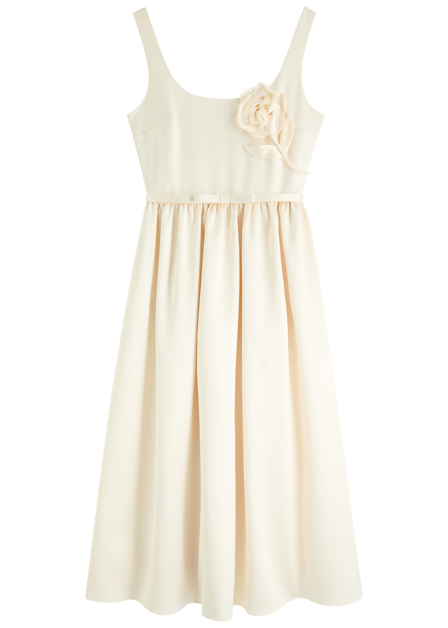 Self-portrait Floral-embellished Satin Midi Dress - Cream - 8 (UK8 / S)