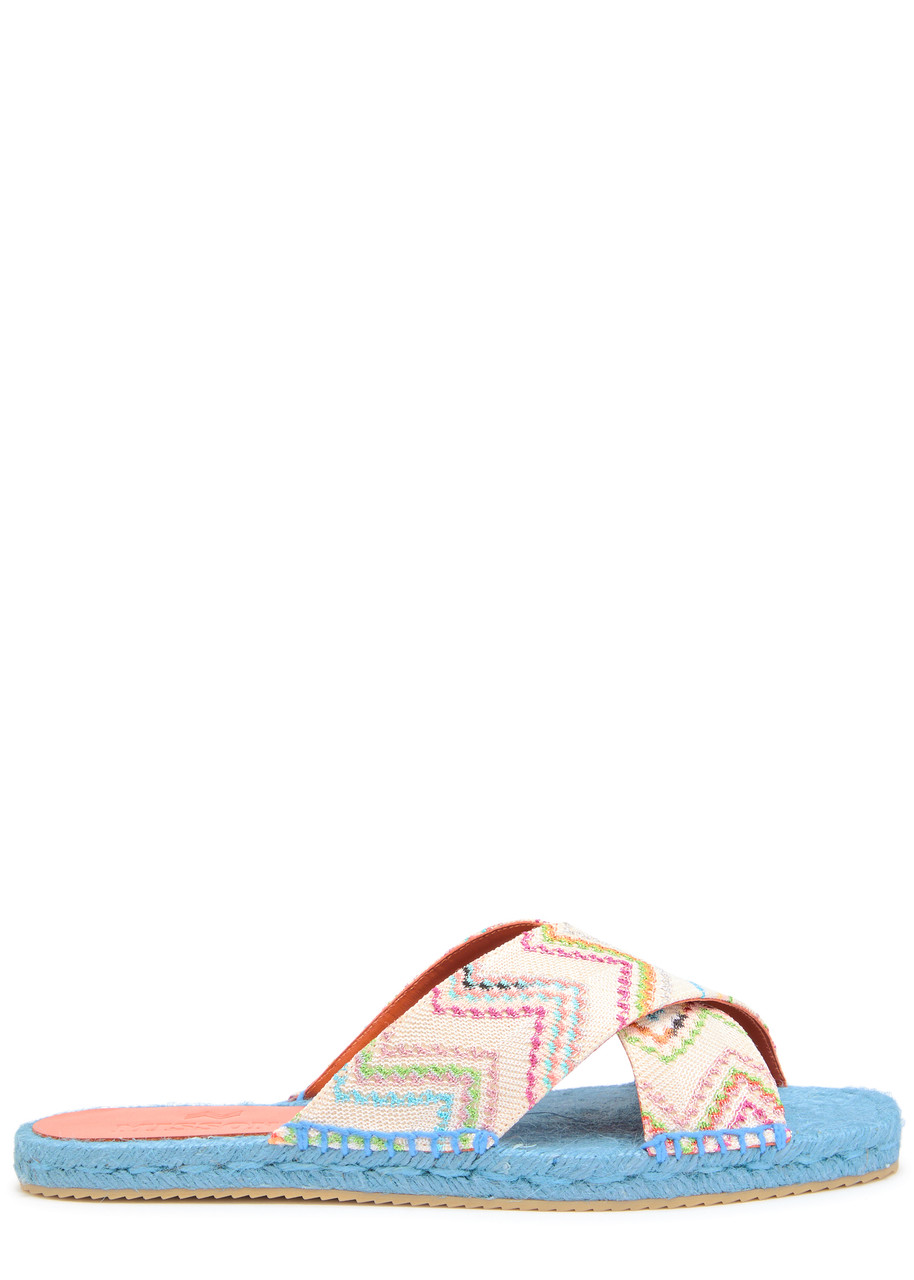 Missoni Harlow Zigzag Lamé Espadrille Sliders - Blue