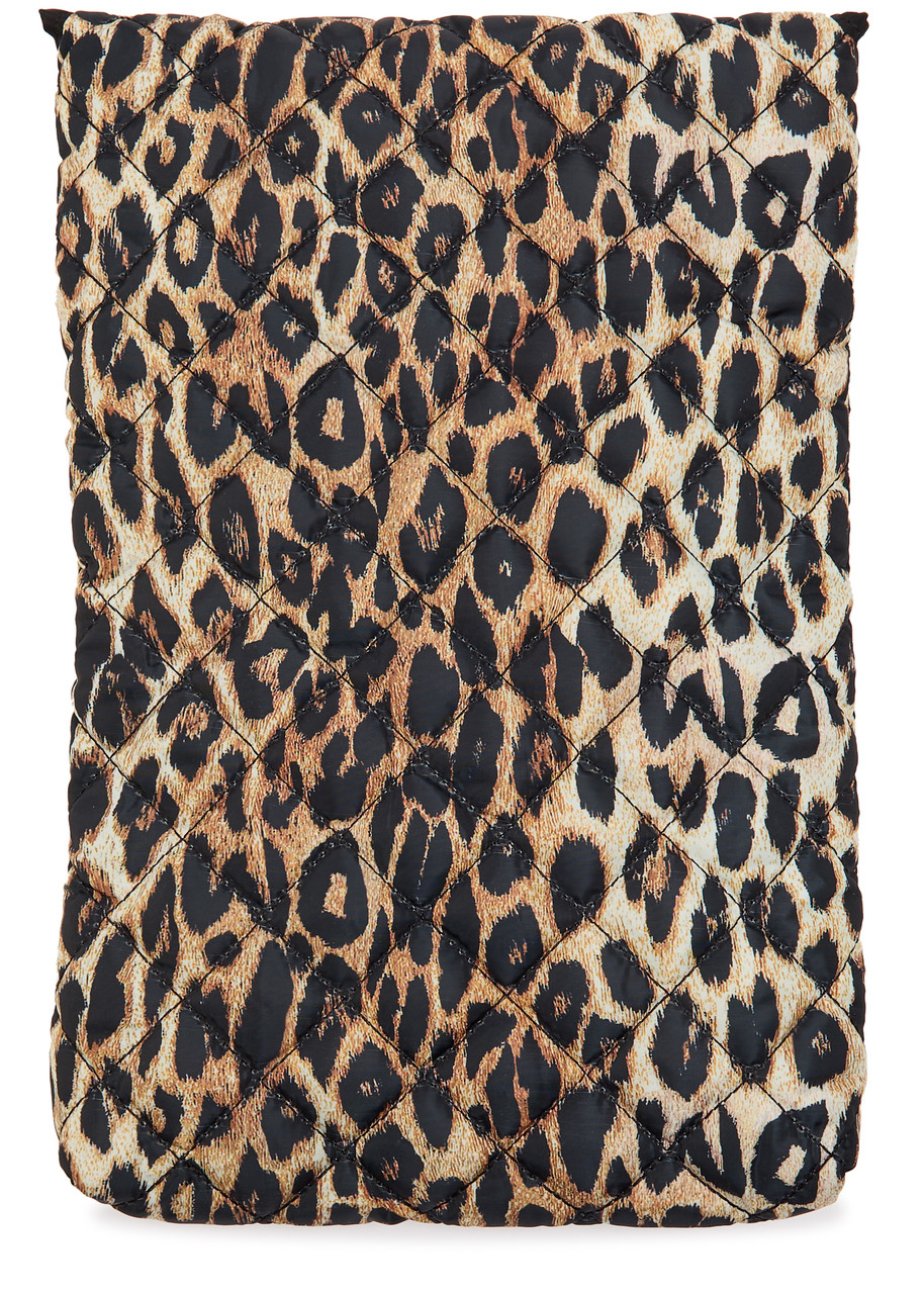 Damson Madder Leopard-print Quilted Shell Laptop Case In Leopard