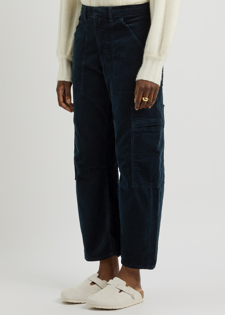 Citizen Of Humanity Citizens Of Humanity Marcelle Stretch-corduroy Cargo Trousers In Navy