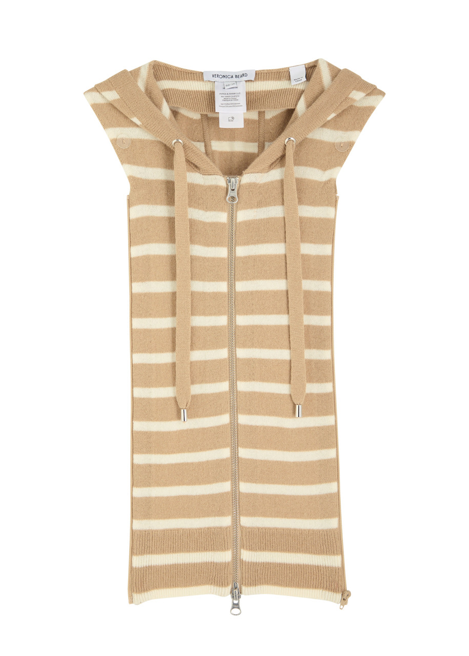 Veronica Beard Striped-intarsia Hooded Cashmere Dickey