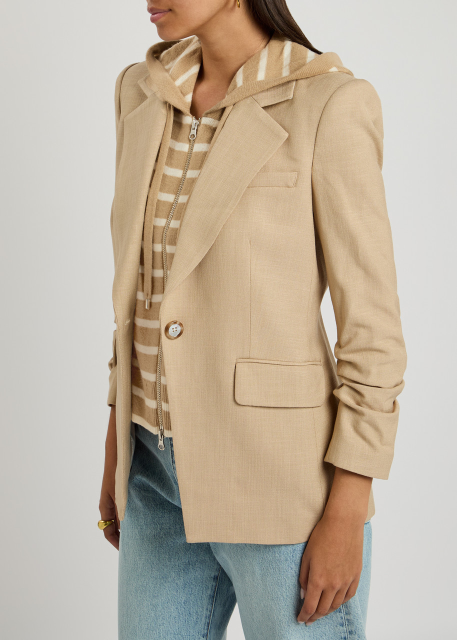 Veronica Beard Striped-intarsia Hooded Cashmere Dickey