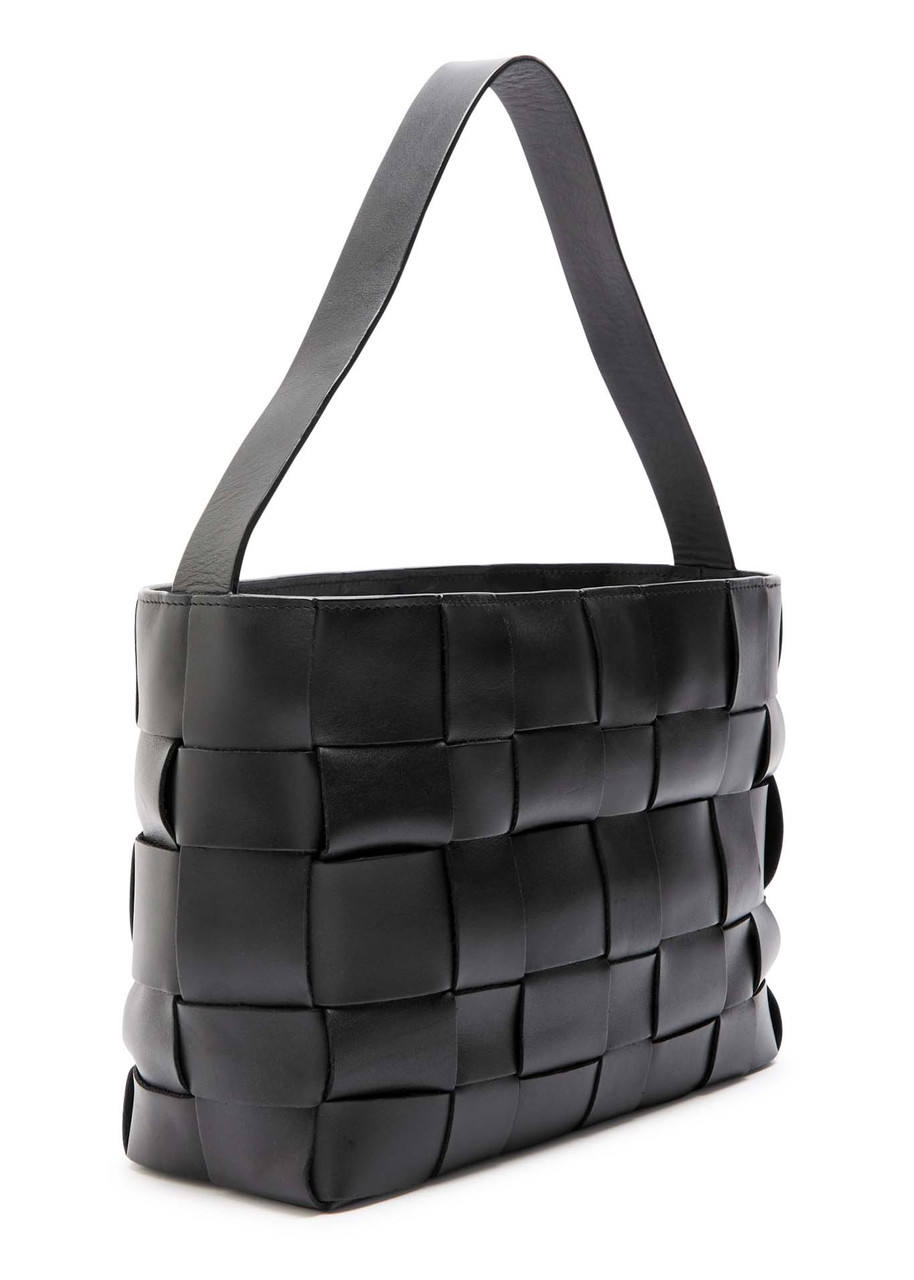 St Agni St. Agni Woven Mini Leather Tote In Black