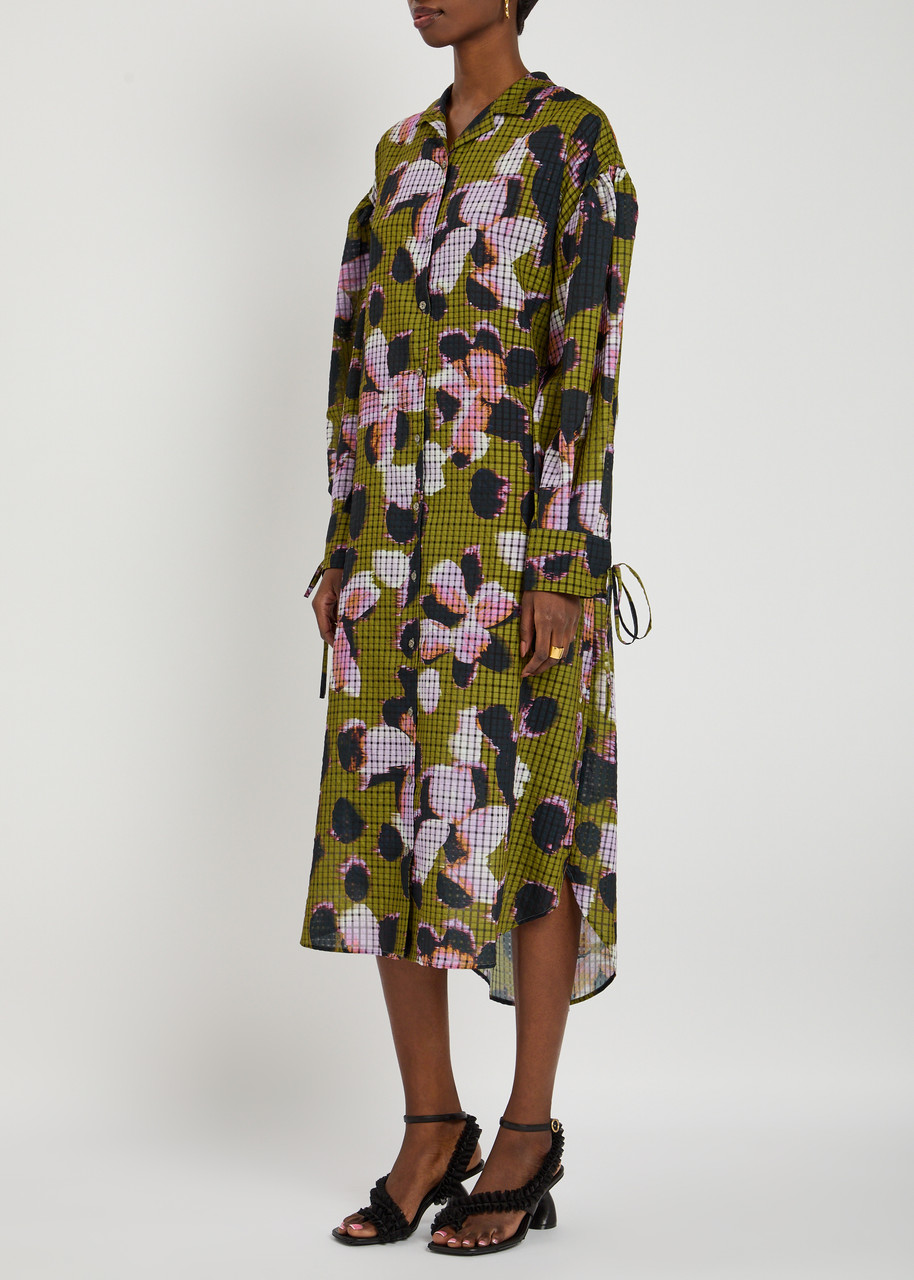 Julia Heuer Fara Floral-print Chiffon Midi Dress In Green