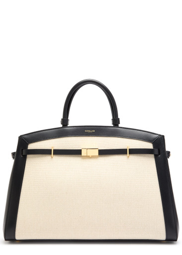 DEMELLIER The Hudson leather and canvas top handle bag