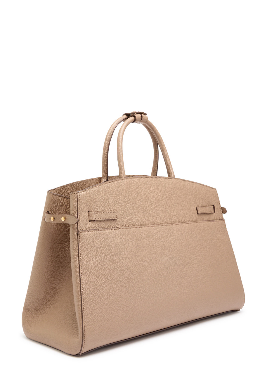 Demellier The Hudson Grained Leather Top Handle Bag In Sand