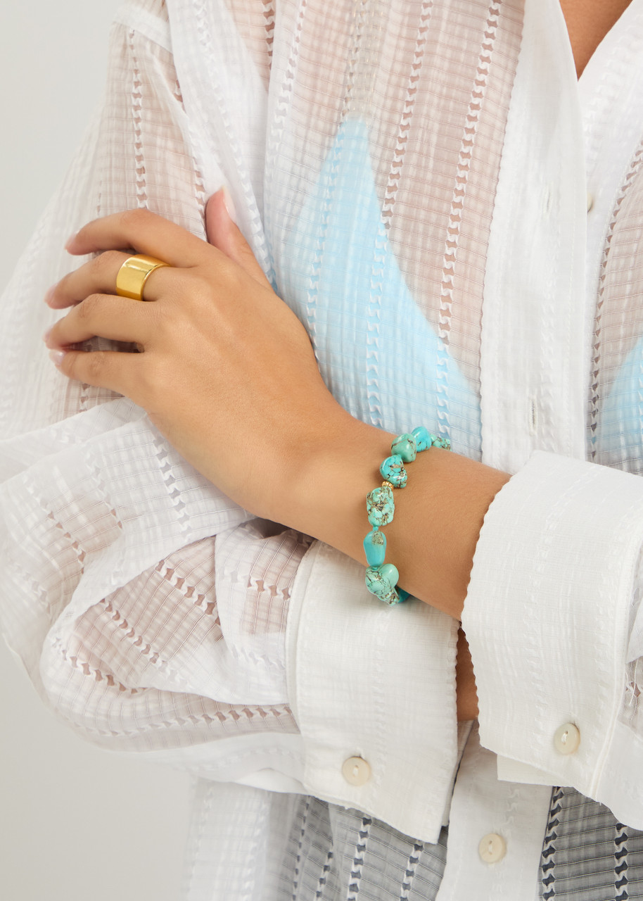 Anni Lu Beach Cocktail Beaded Turquoise Bracelet In Blue