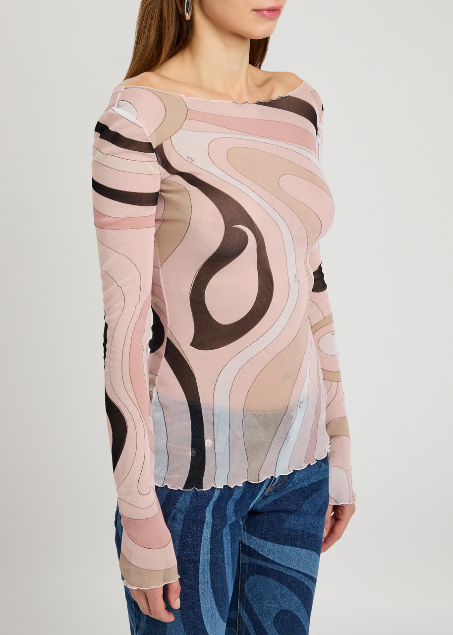  Pucci Wave-printed Tulle Top - Multi Print - 44 (uk12 / M) 