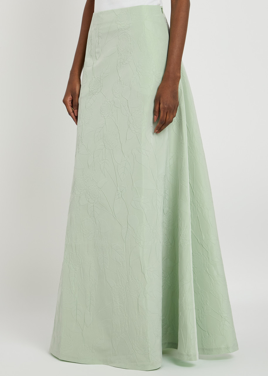 Bernadette Caswell Taffeta Maxi Skirt In Multi Print