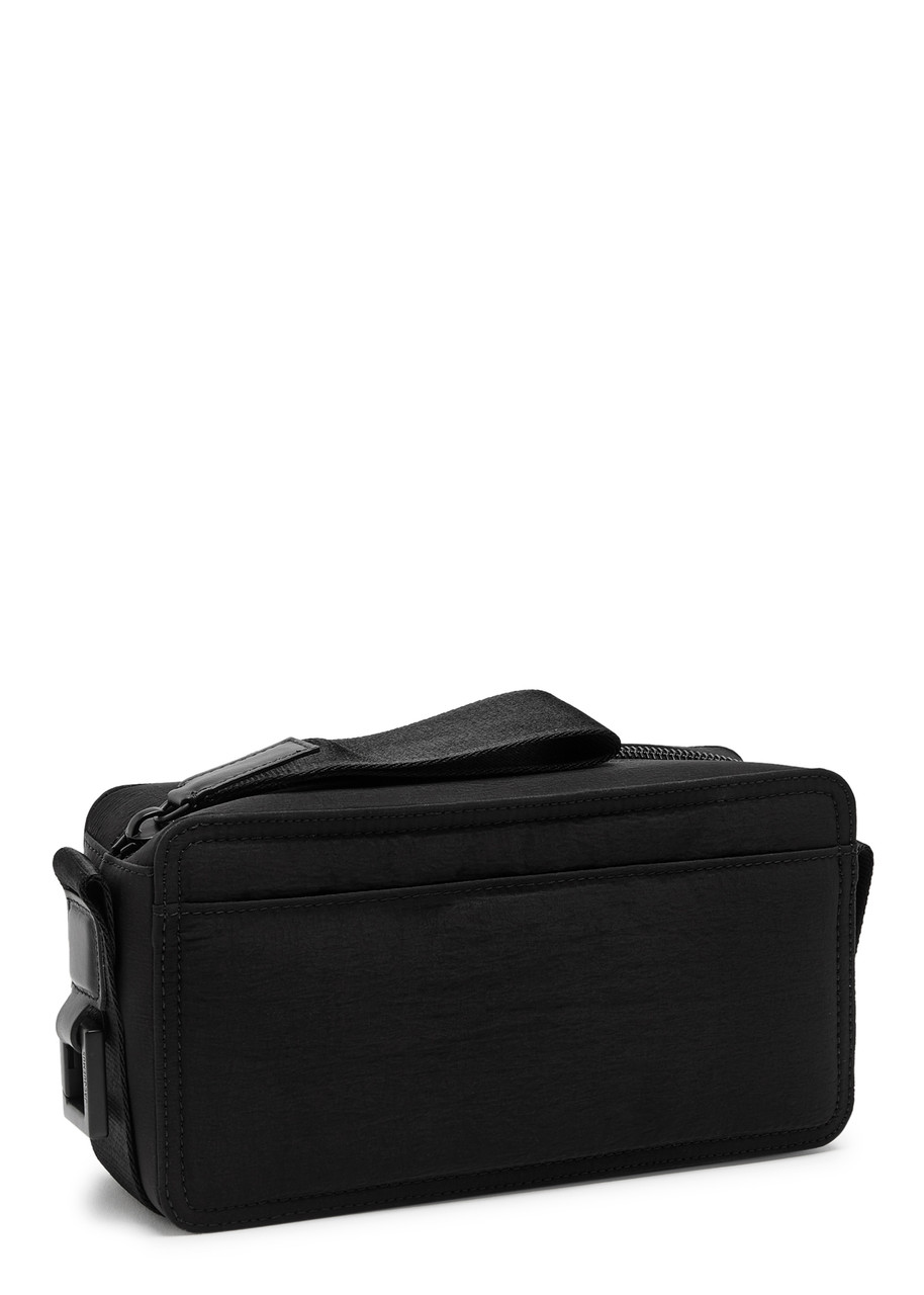 Jacquemus Le Cuerda Horizontal Black Messenger Bag With Logo Lettering Detail In Cotton Man In Black