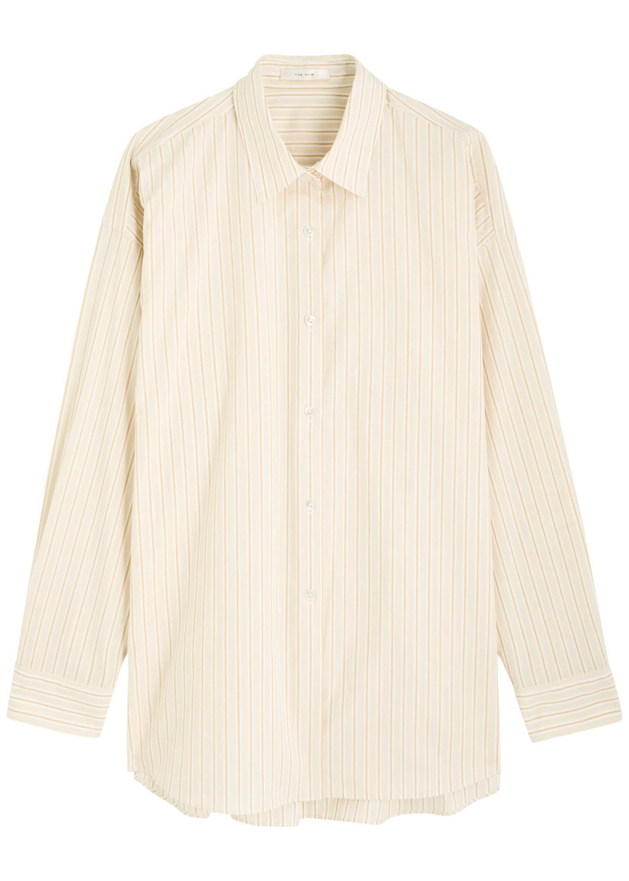 The Row Caster Striped Cotton-poplin Shirt - Beige
