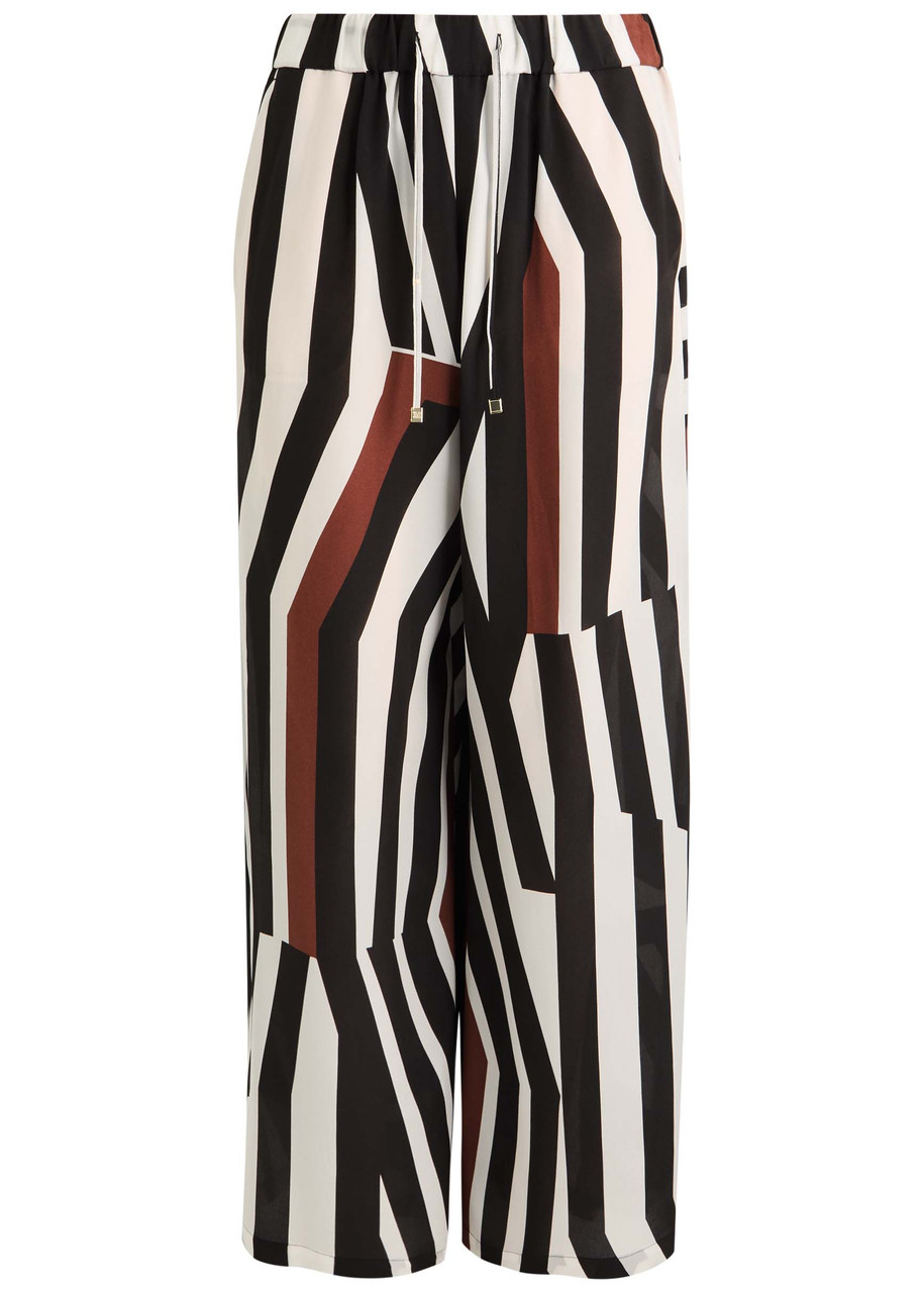Max Mara Tropea Striped Silk Crepe De Chine Wide-leg Pants In Black